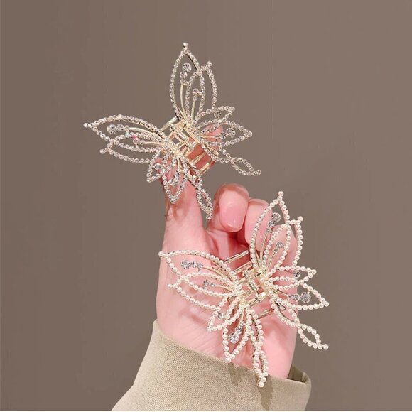NEW Rhinestone Embellished Butterfly Hair Clip Claw - Picture 8 of 8